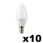 KIT 10 LAMPADINE LED OLIVA E14 5W LUCE CALDA 3000°K 400 LUMEN 35W 25000 ORE