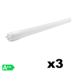 KIT 3 TUBI LED 23W T8 G13 150 CM LUCE CALDA 3000K 2000LM VETRO OPTONICA