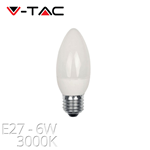 LAMPADINA CANDELA LED E27 6W LUCE CALDA 3000K 40W 470LM V-TAC