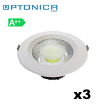 3 RIFLETTORI LED 10W LED LUNA DA PANNELLO FORO 105MM LUCE FREDDA 6000K 800LM OPTONICA