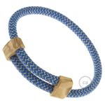 Creative-Bracelet in Cotone e Lino naturale Blu Steward RD75. Chiusura scorrevole in legno