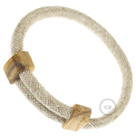 Creative-Bracelet in Lino Naturale Neutro RN01. Chiusura scorrevole in legno