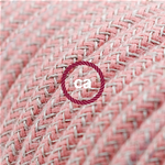 Cavo Elettrico rotondo rivestito in Cotone ZigZag color Rosa Antico e Lino Naturale 1 METRO